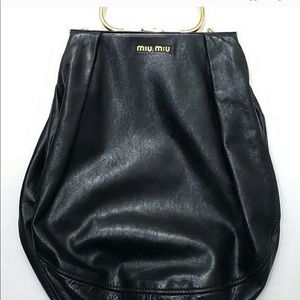 MiuMiu Runaway Noir Black Leather Balloon Bag